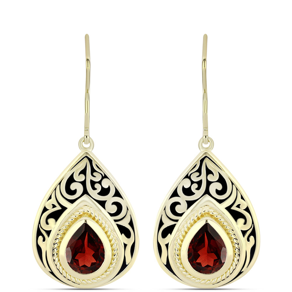 Arannyal Bevont Ezüst Fülbevaló Barton Gránáttal 1 