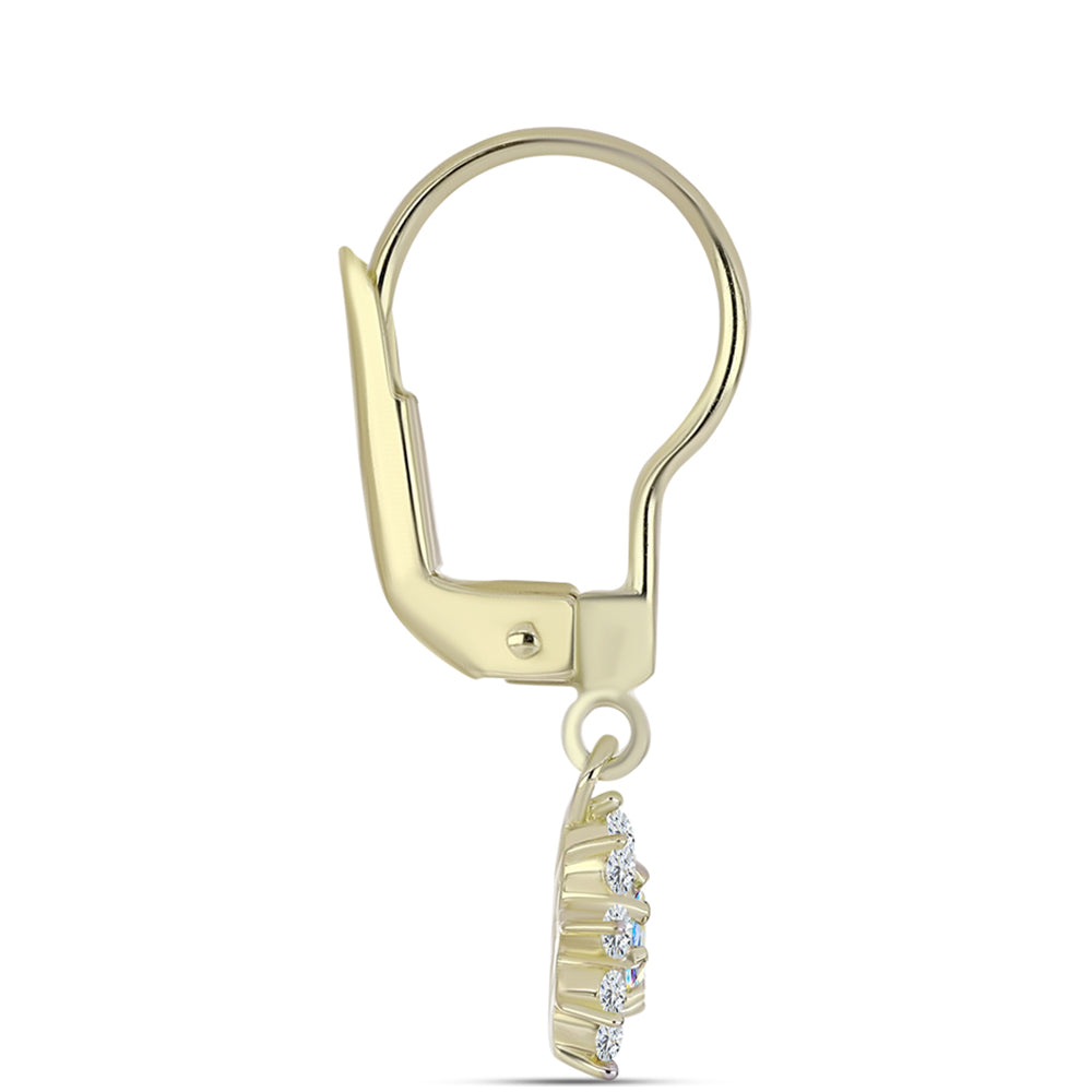 Arannyal Bevont Ezüst Fülbevaló Jég Moissanite-tel és Fehér Topázzal 2 