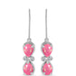 Ezüst Fülbevaló Rózsaszínű Opállal és Fehér Topázzal