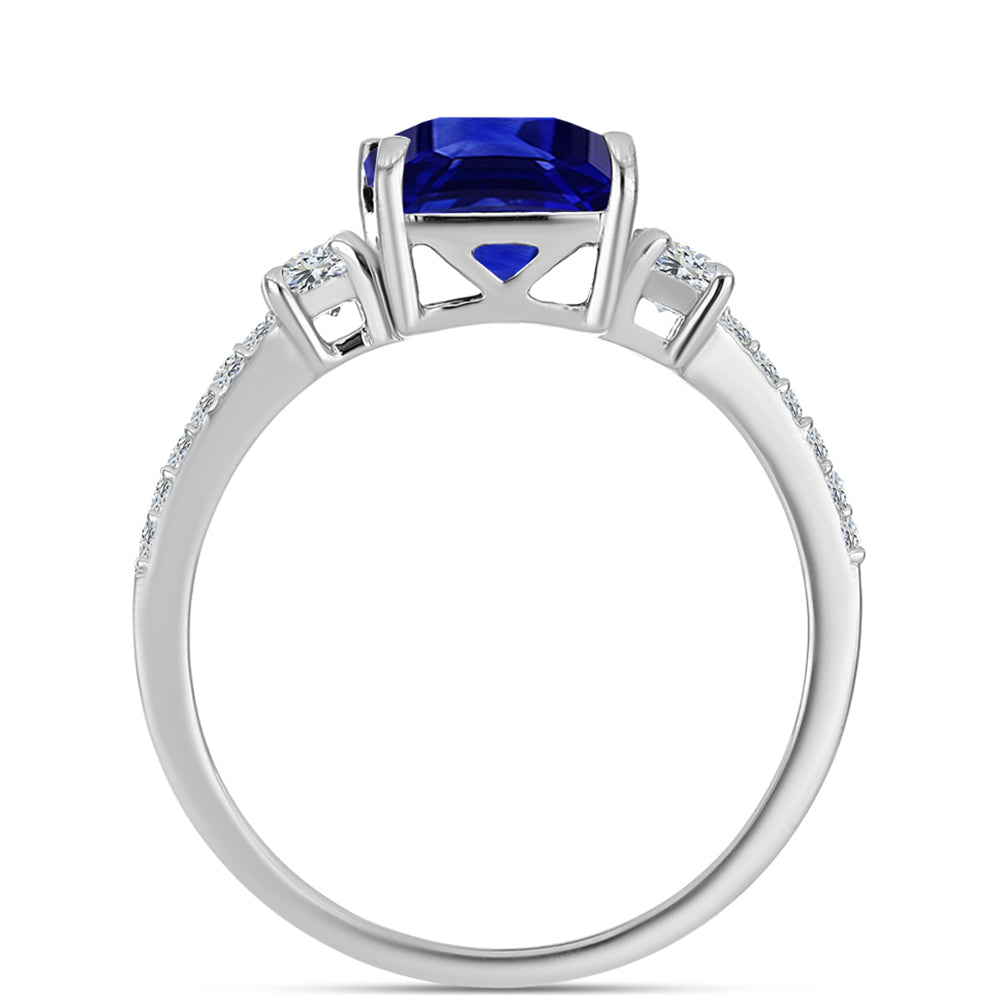 Ezüst Gyűrű Ausztrál Kék Zafírral és Fehér Topázzal