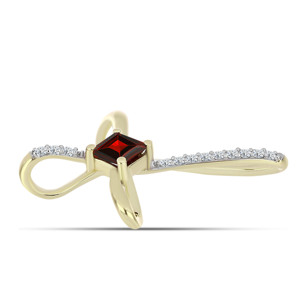 Kereszt Arannyal Bevont Ezüst Medál Barton Gránáttal és Fehér Topázzal