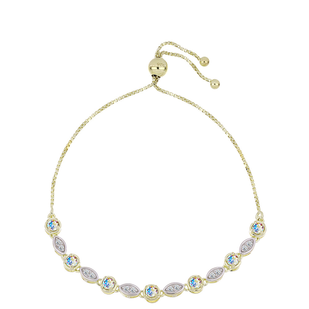 Arannyal Bevont Ezüst Karkötő Jég Moissanite-tel és Fehér Topázzal 1 