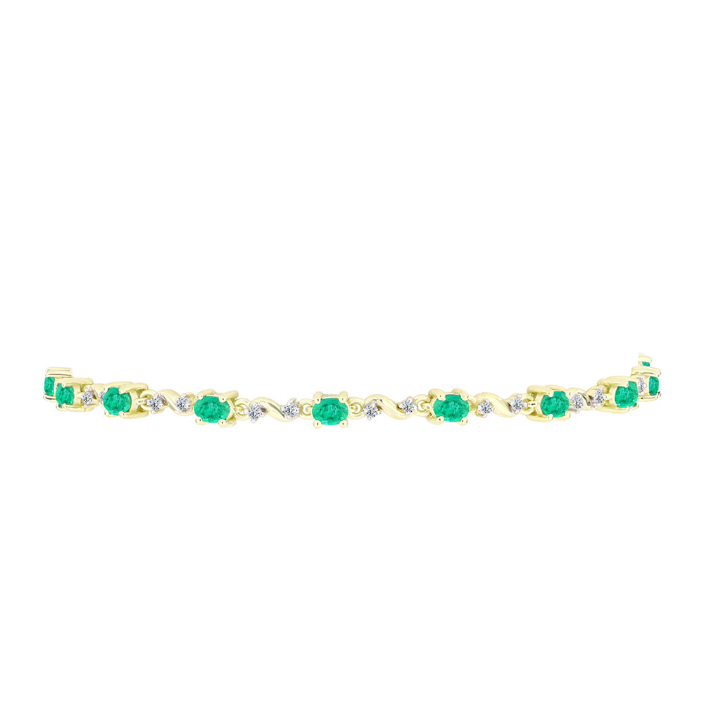 Arannyal Bevont Ezüst Karkötő Kolumbiai Smaragddal és Fehér Gyémánttal