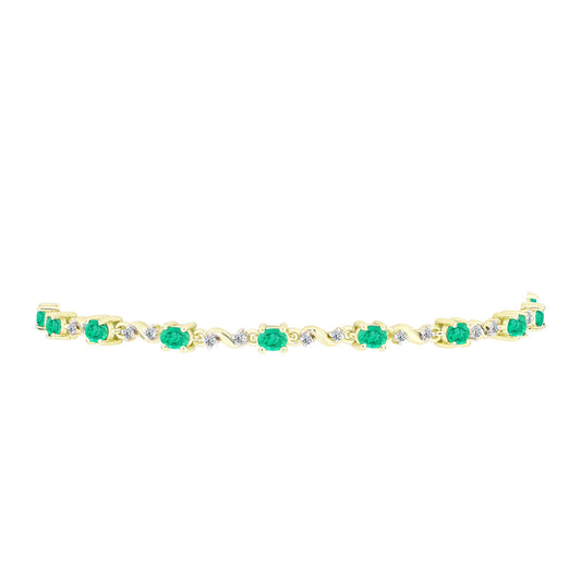 Arannyal Bevont Ezüst Karkötő Kolumbiai Smaragddal és Fehér Gyémánttal