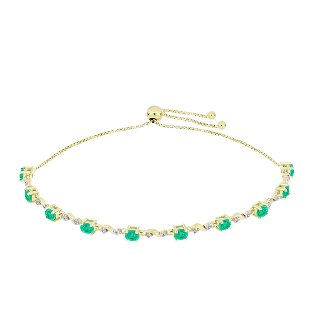 Arannyal Bevont Ezüst Karkötő Kolumbiai Smaragddal és Fehér Gyémánttal 1 