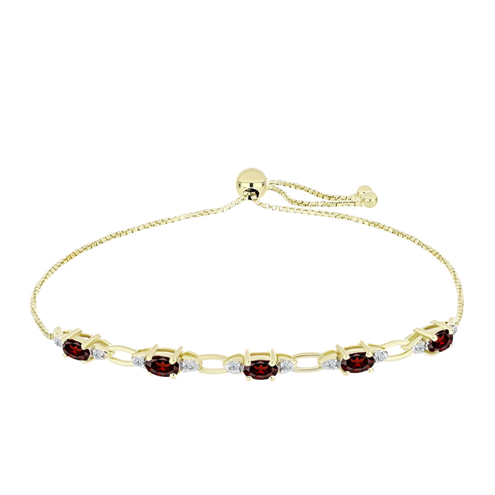 Arannyal Bevont Ezüst Karkötő Barton Gránáttal és Fehér Topázzal