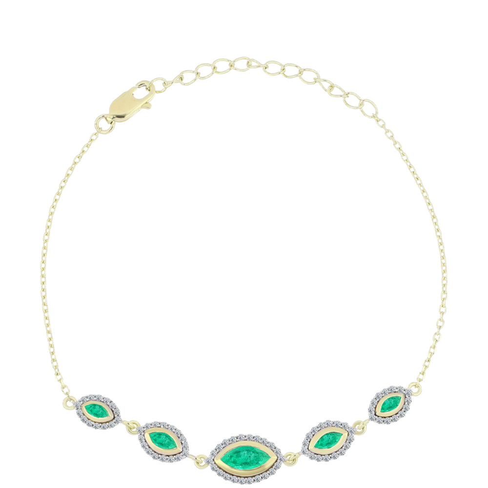 Arannyal Bevont Ezüst Karkötő Kolumbiai Smaragddal és Fehér Gyémánttal