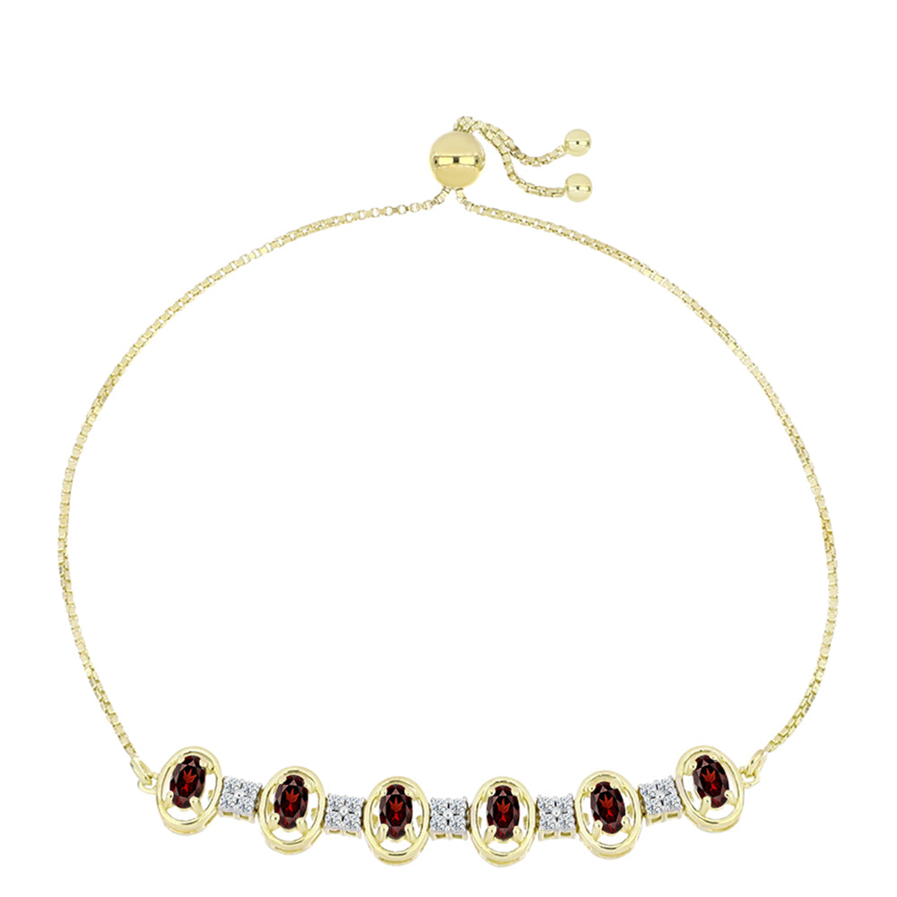 Arannyal Bevont Ezüst Karkötő Barton Gránáttal és Fehér Topázzal
