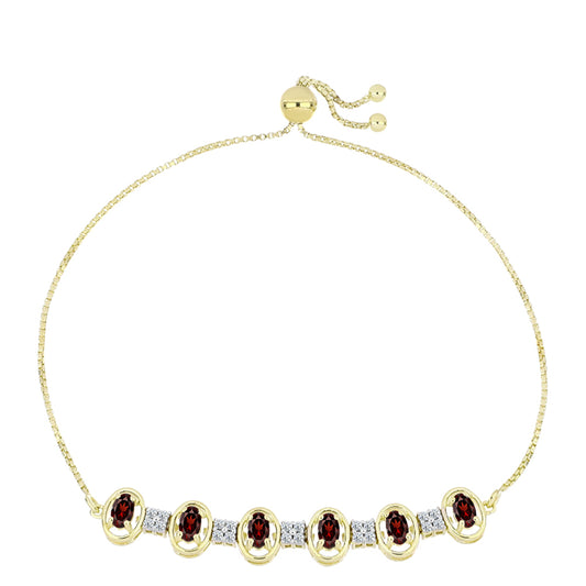 Arannyal Bevont Ezüst Karkötő Barton Gránáttal és Fehér Topázzal