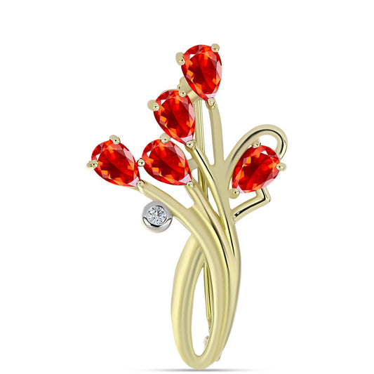 Arannyal Bevont Ezüst Bross Etiópiai Vörös Opállal és Fehér Topázzal