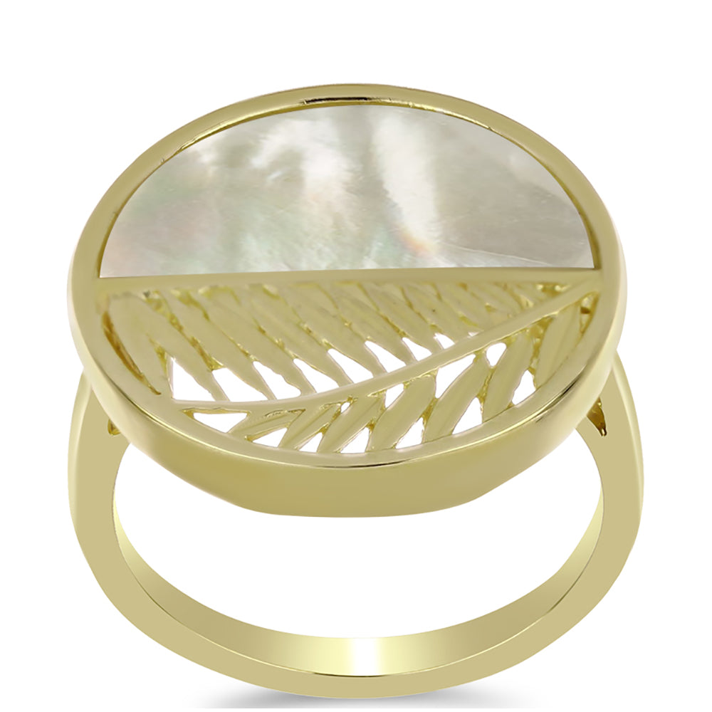 Arannyal Bevont Ezüst Gyűrű Gyöngyházzal 3 
