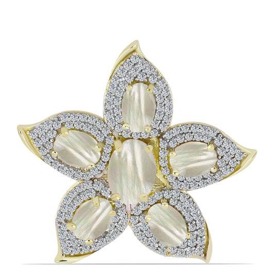 Arannyal Bevont Ezüst Bross Gyöngyházzal