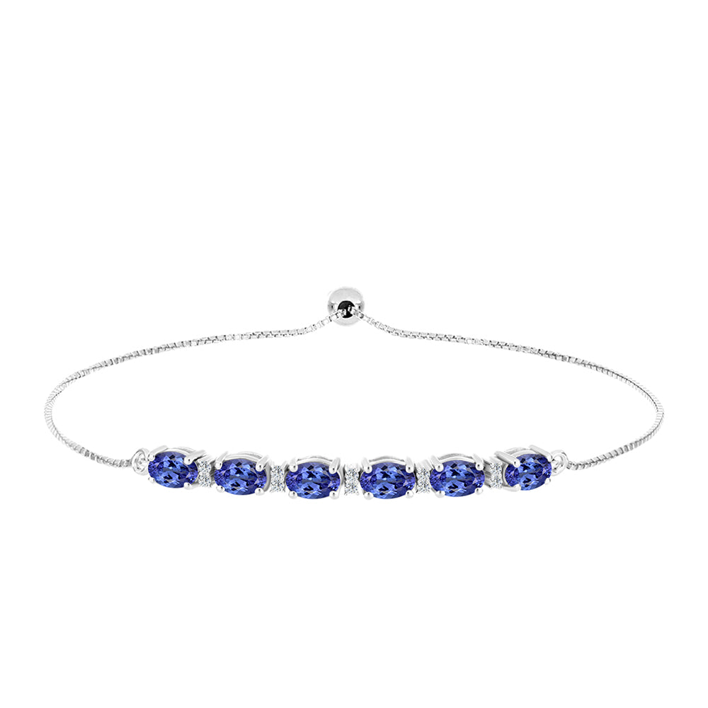 Ezüst Karkötő "AAA" Osztályú Tanzanittal és Fehér Topázzal