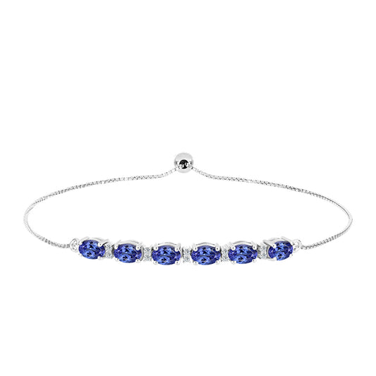 Ezüst Karkötő "AAA" Osztályú Tanzanittal és Fehér Topázzal