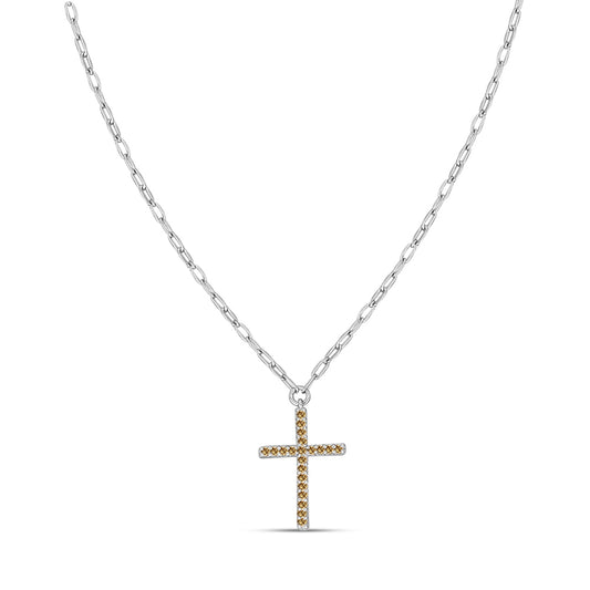 Kereszt Ezüst Nyaklánc Pezsgő Moissanite-tal