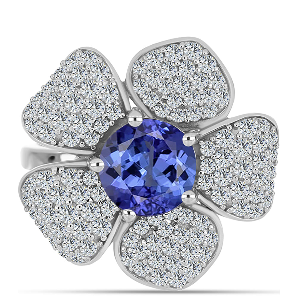 Ezüst Gyűrű "AAA" Osztályú Tanzanittal és Fehér Topázzal 1 