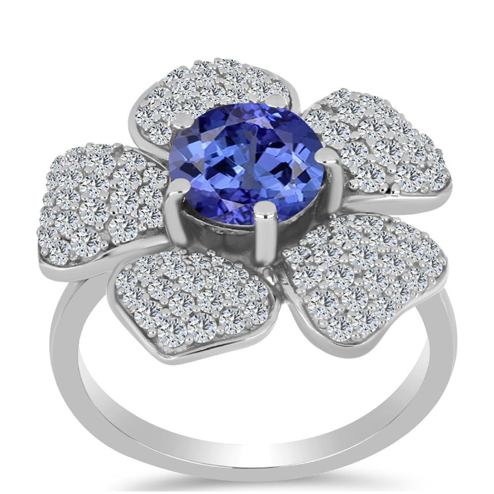 Ezüst Gyűrű "AAA" Osztályú Tanzanittal és Fehér Topázzal 3 