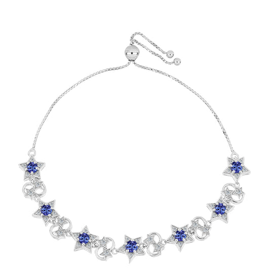 Ezüst Karkötő "AAA" Osztályú Tanzanittal és Fehér Topázzal