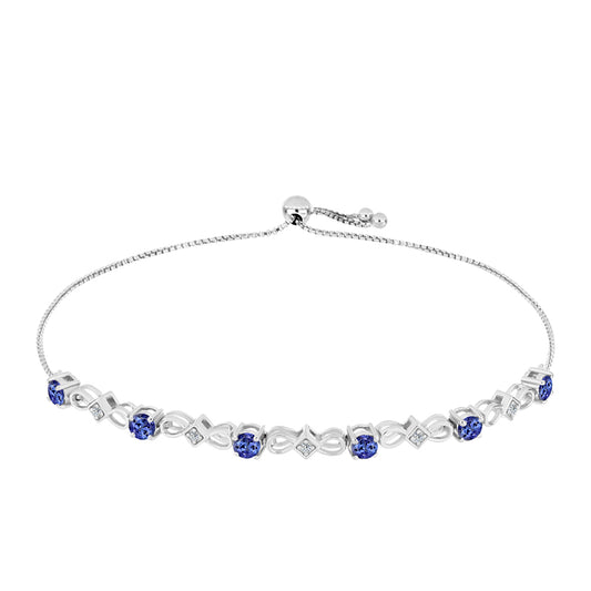 Ezüst Karkötő "AAA" Osztályú Tanzanittal és Fehér Topázzal