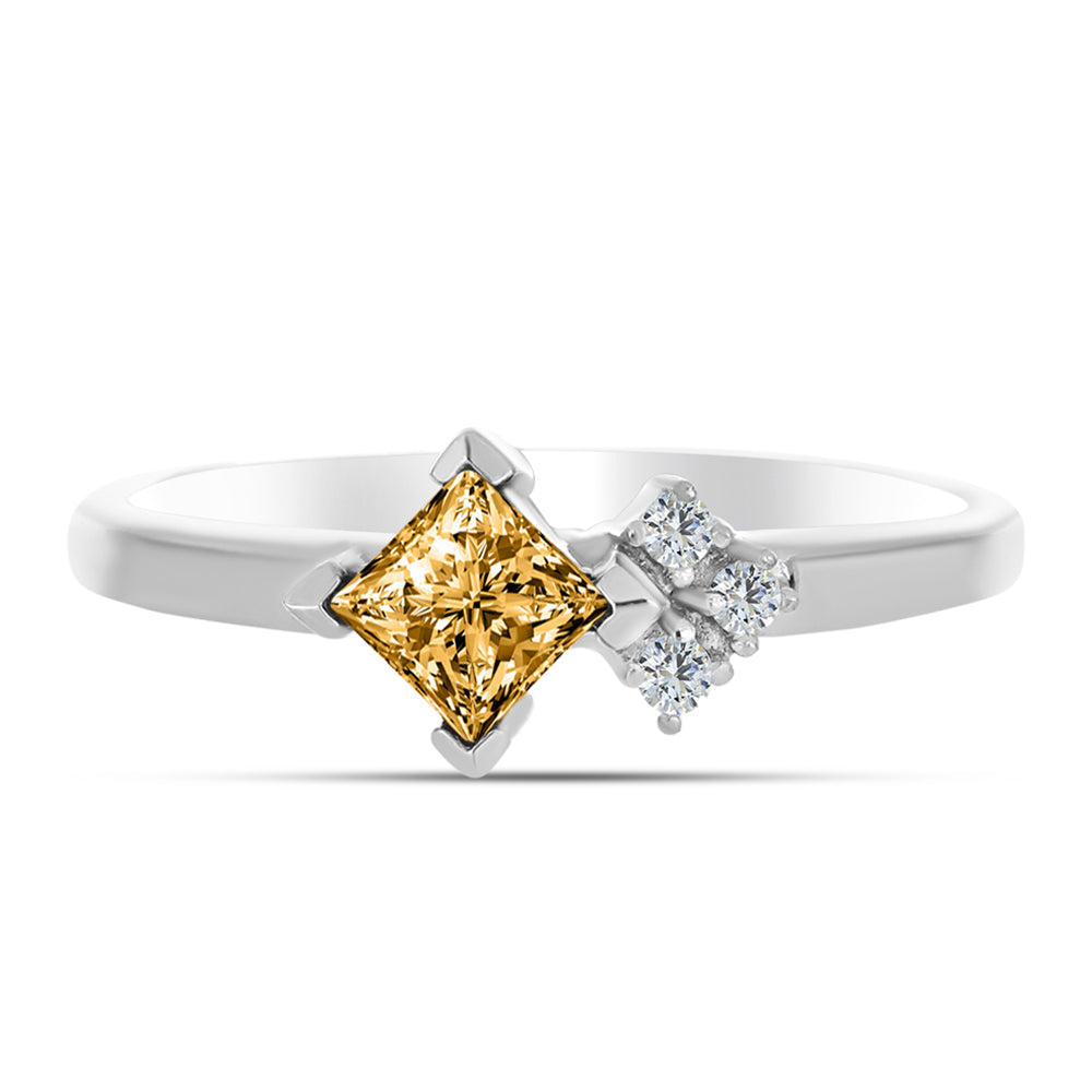 Ezüst Gyűrű Pezsgő Moissanite-tal és Fehér Topázzal 1 