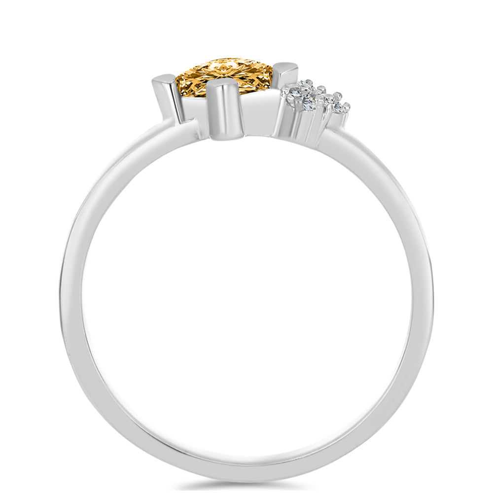 Ezüst Gyűrű Pezsgő Moissanite-tal és Fehér Topázzal 2 