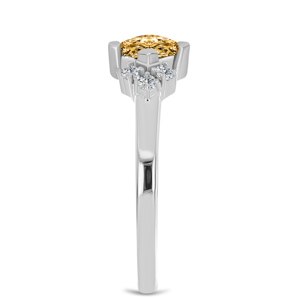 Ezüst Gyűrű Pezsgő Moissanite-tal és Fehér Topázzal 4 