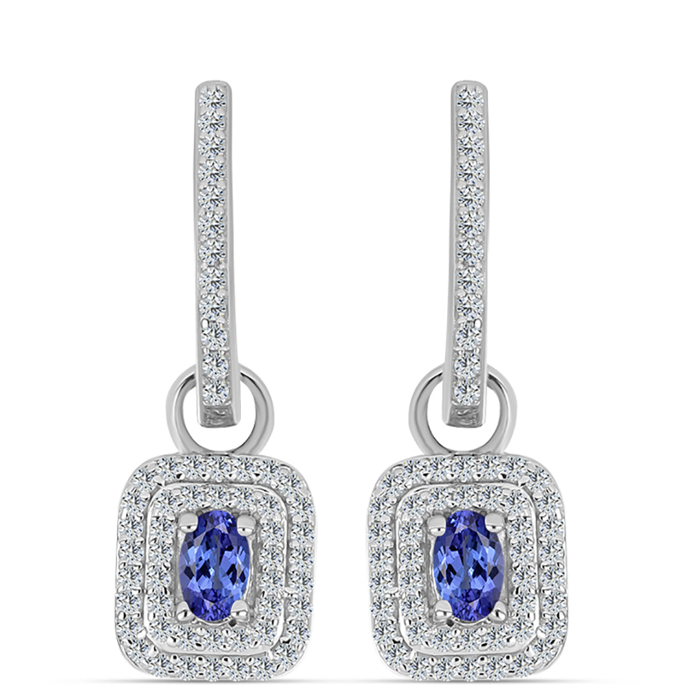 Ezüst Fülbevaló "AAA" Osztályú Tanzanittal és Fehér Topázzal 1 