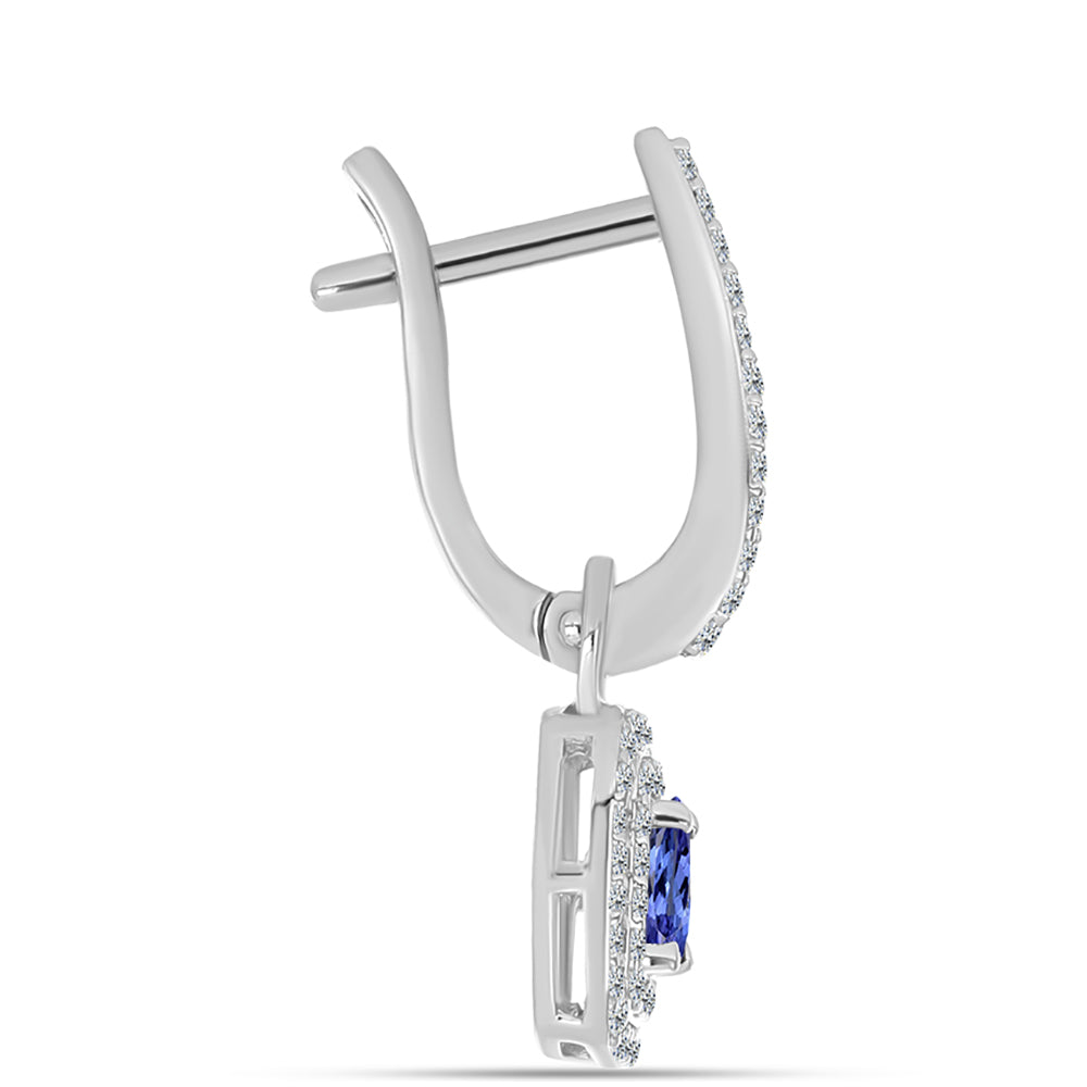 Ezüst Fülbevaló "AAA" Osztályú Tanzanittal és Fehér Topázzal 2 