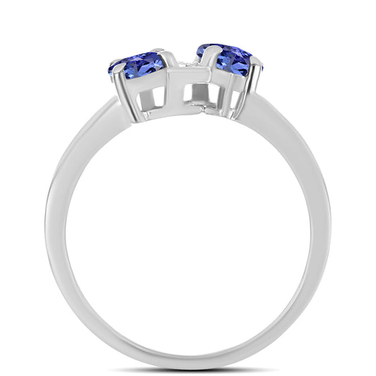 Ezüst Gyűrű "AAA" Osztályú Tanzanittal és Fehér Topázzal