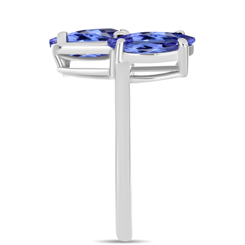 Ezüst Gyűrű "AAA" Osztályú Tanzanittal és Fehér Topázzal