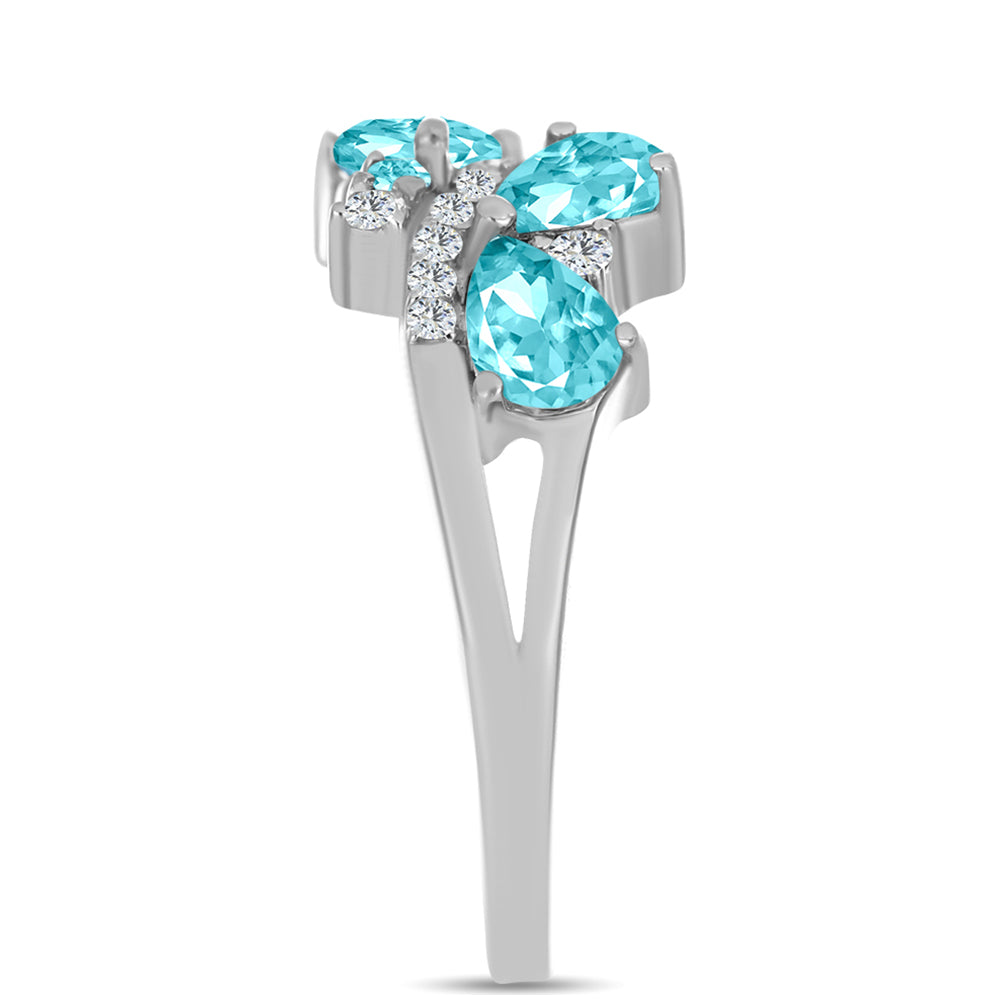 Ezüst Gyűrű Paraiba Kvarccal és Fehér Topázzal 4 