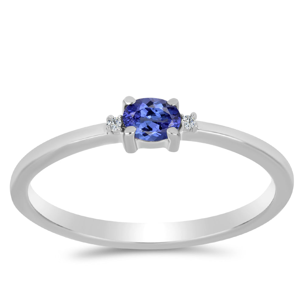 Ezüst Gyűrű "AAA" Osztályú Tanzanittal és Fehér Topázzal