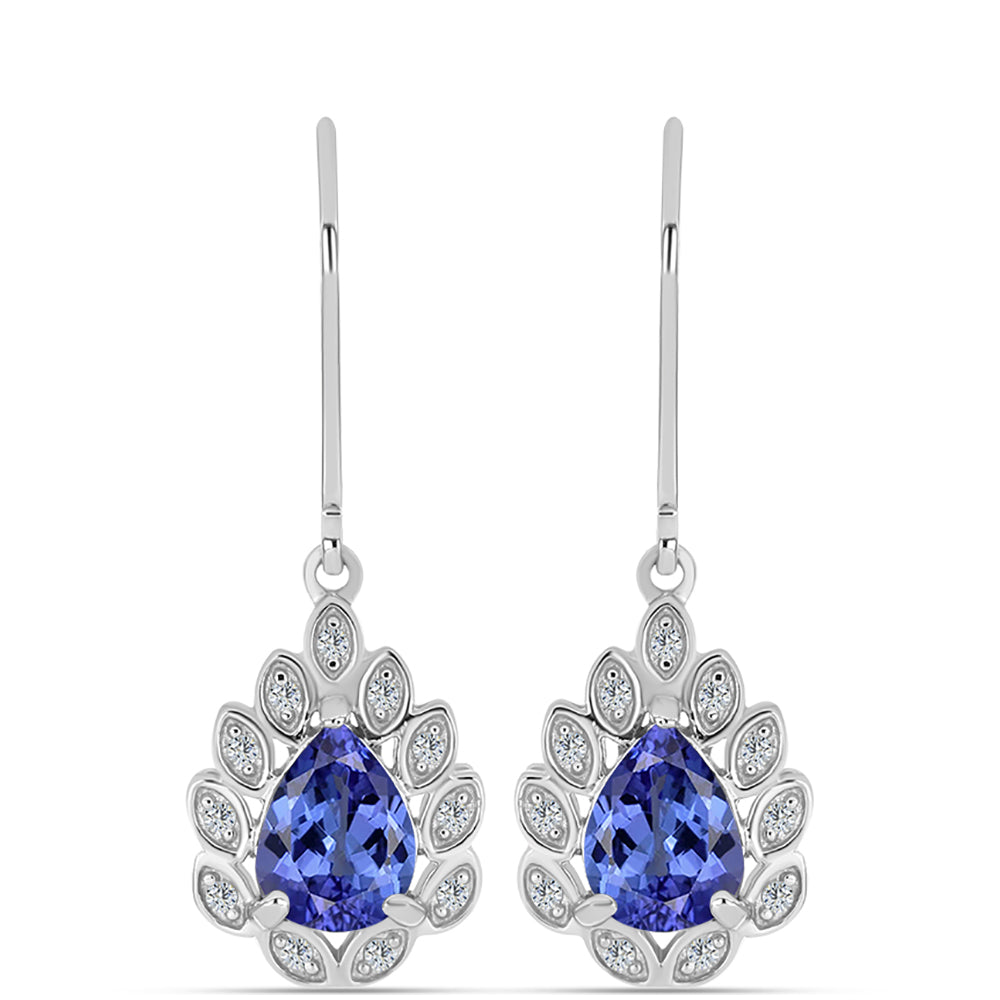 Ezüst Fülbevaló "AAA" Osztályú Tanzanittal és Fehér Topázzal 1 