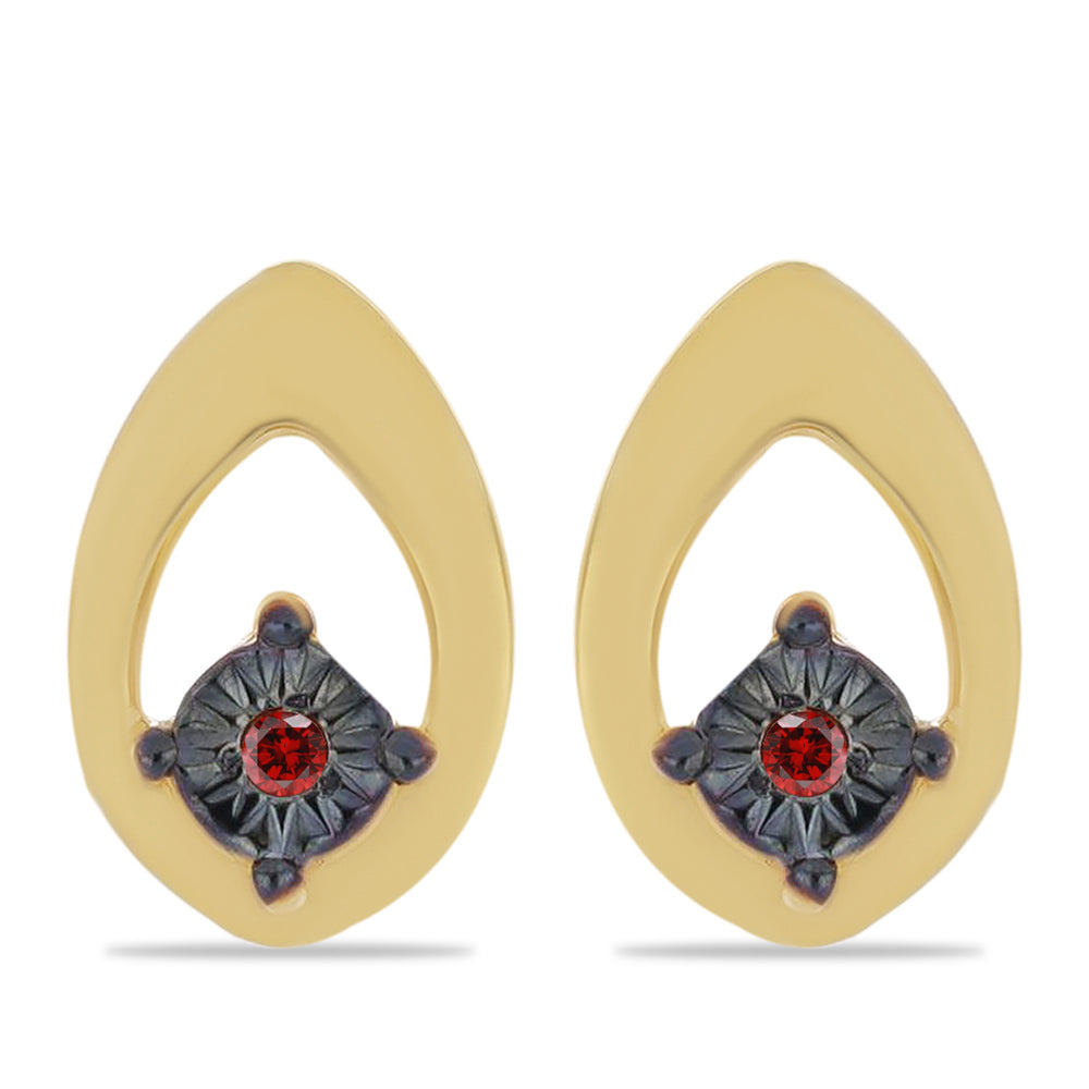 Arannyal Bevont Ezüst Fülbevaló Vörös Gyémánttal 1 