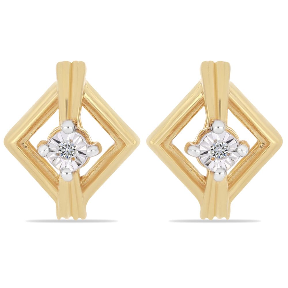 Arannyal Bevont Ezüst Fülbevaló Fehér Gyémánttal 1 