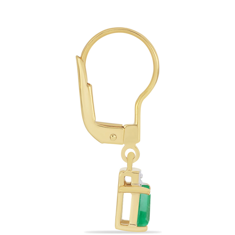 Arannyal Bevont Ezüst Fülbevaló Brazil Smaragddal és Fehér Cirkónnal