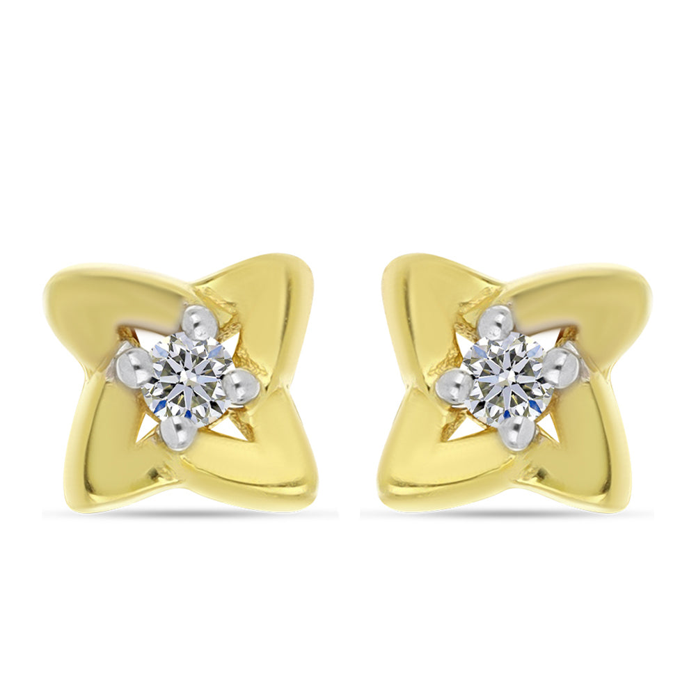 Arannyal Bevont Ezüst Fülbevaló Fehér Gyémánttal 1 