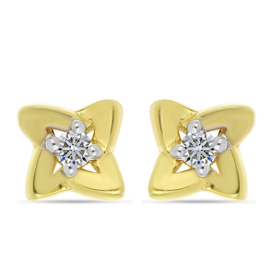 Arannyal Bevont Ezüst Fülbevaló Fehér Gyémánttal