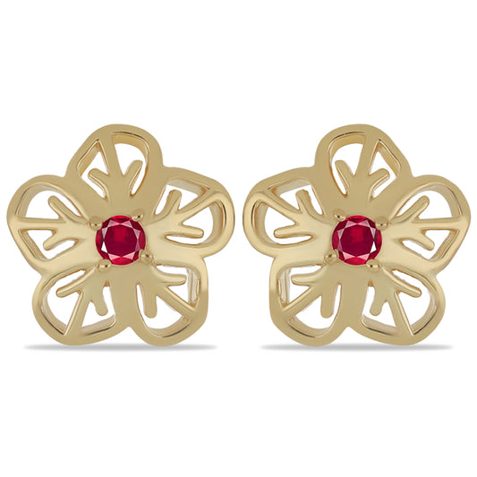 Arannyal Bevont Ezüst Fülbevaló Cruzeroi Rubellittel