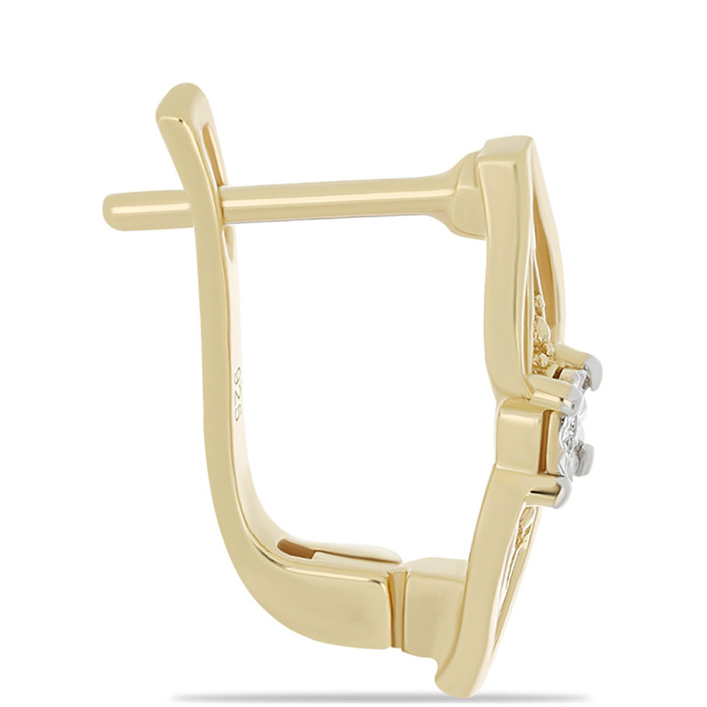 Arannyal Bevont Ezüst Fülbevaló Fehér Gyémánttal 2 