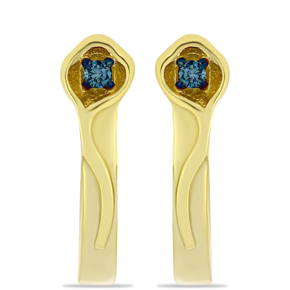 Arannyal Bevont Ezüst Fülbevaló Kék Gyémánttal 1 