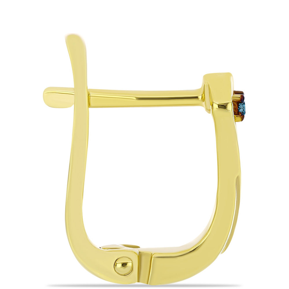 Arannyal Bevont Ezüst Fülbevaló Kék Gyémánttal 2 