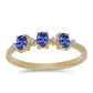 Arannyal Bevont Ezüst Gyűrű Tanzanittal és Fehér Cirkónnal