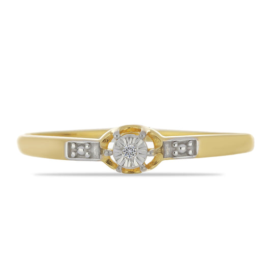 Arannyal Bevont Ezüst Gyűrű Fehér Gyémánttal