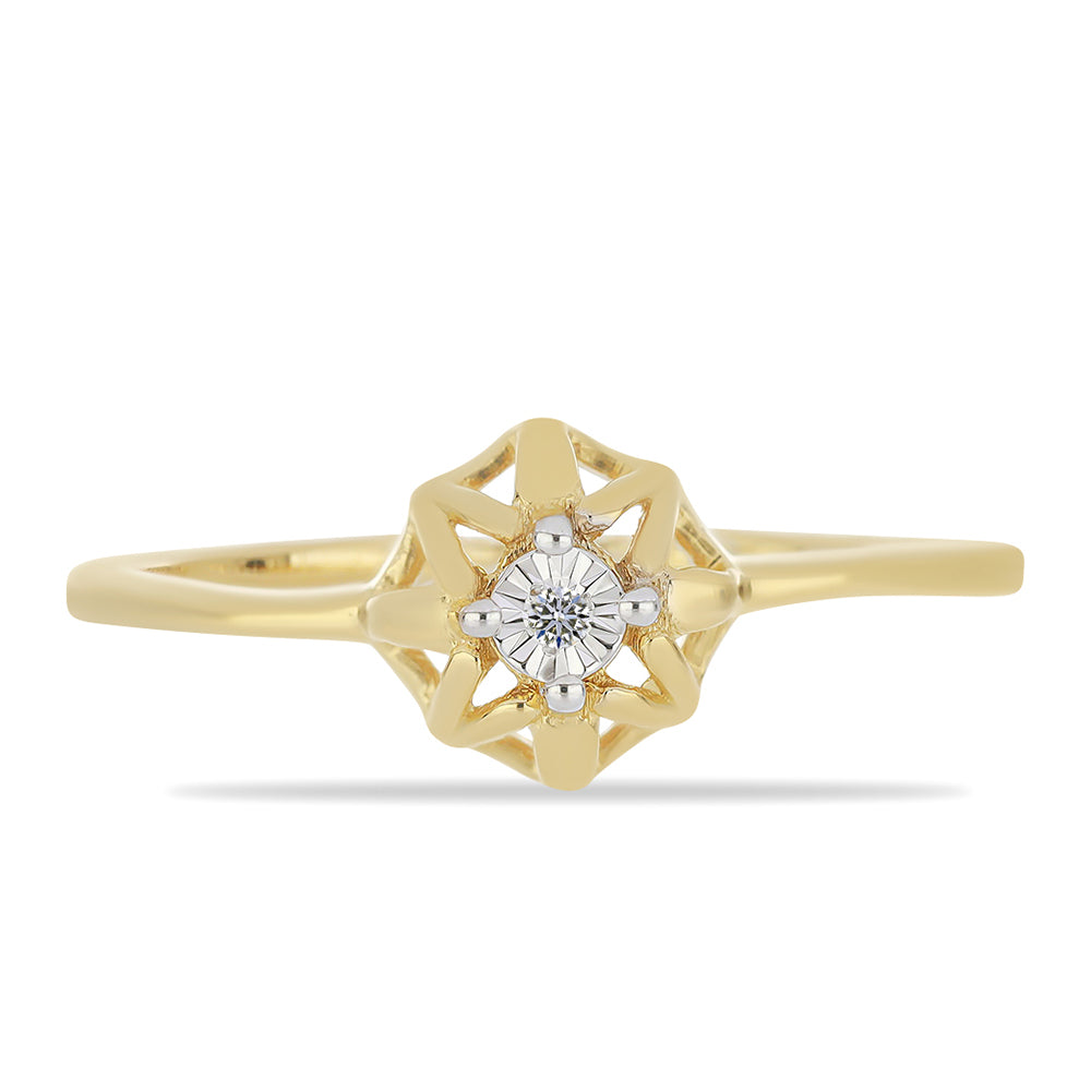 Arannyal Bevont Ezüst Gyűrű Fehér Gyémánttal