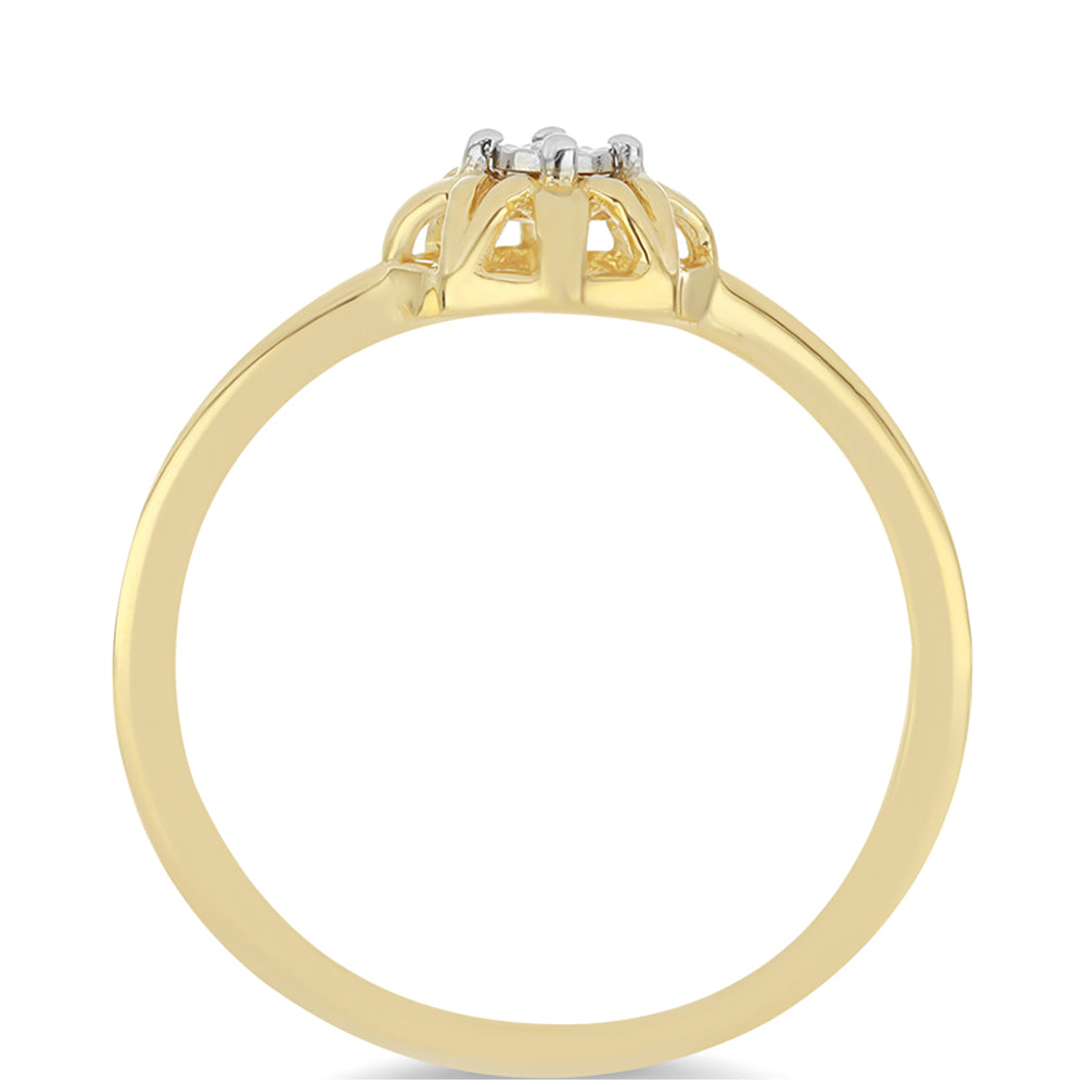 Arannyal Bevont Ezüst Gyűrű Fehér Gyémánttal