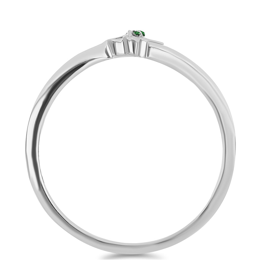Ezüst Gyűrű Zöld Gyémánttal 2 