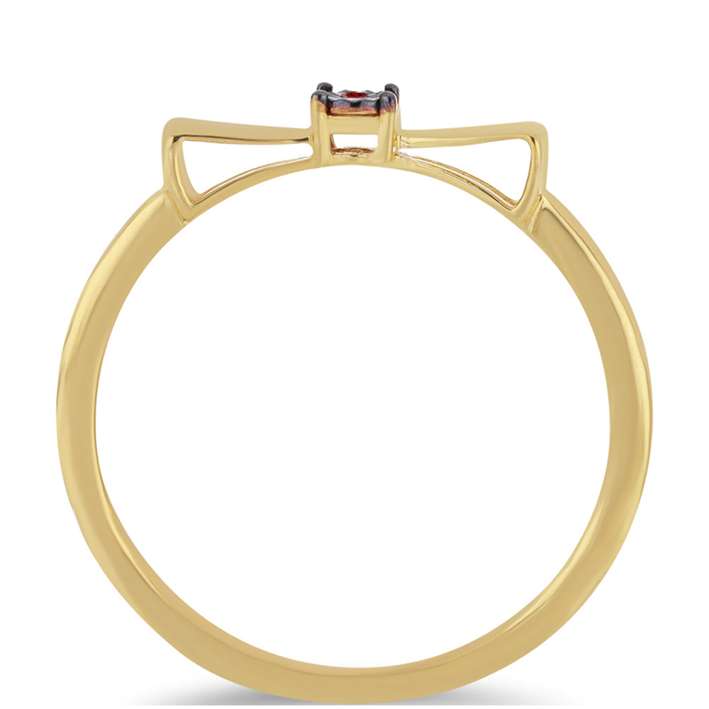 Arannyal Bevont Ezüst Gyűrű Vörös Gyémánttal 2 