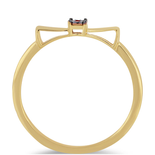 Arannyal Bevont Ezüst Gyűrű Vörös Gyémánttal