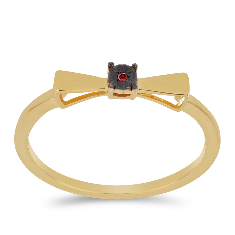 Arannyal Bevont Ezüst Gyűrű Vörös Gyémánttal 3 